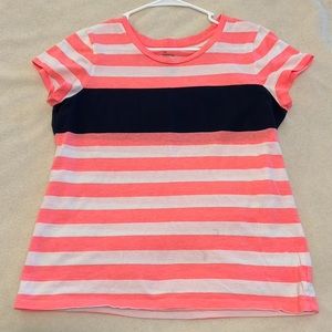 Gap The Essential Crew Shirt size M pink/white/navy stripe